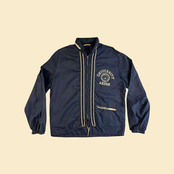 60s/70s Champion windbreaker, University of Akron size M vintage zip up jacket - Picture 1 of 8